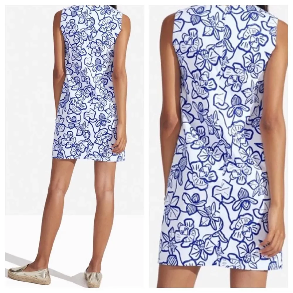 Persifor Margot Shift Dress Blue White Floral Cotton XS